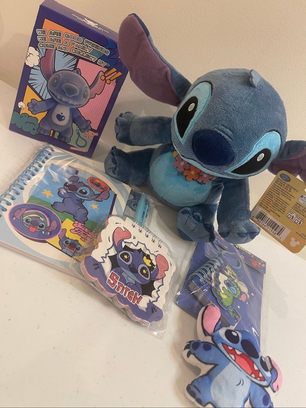Stitch Bundle Licensed Disney Plush Voice Recording Plush Keychain 3 Notebooks